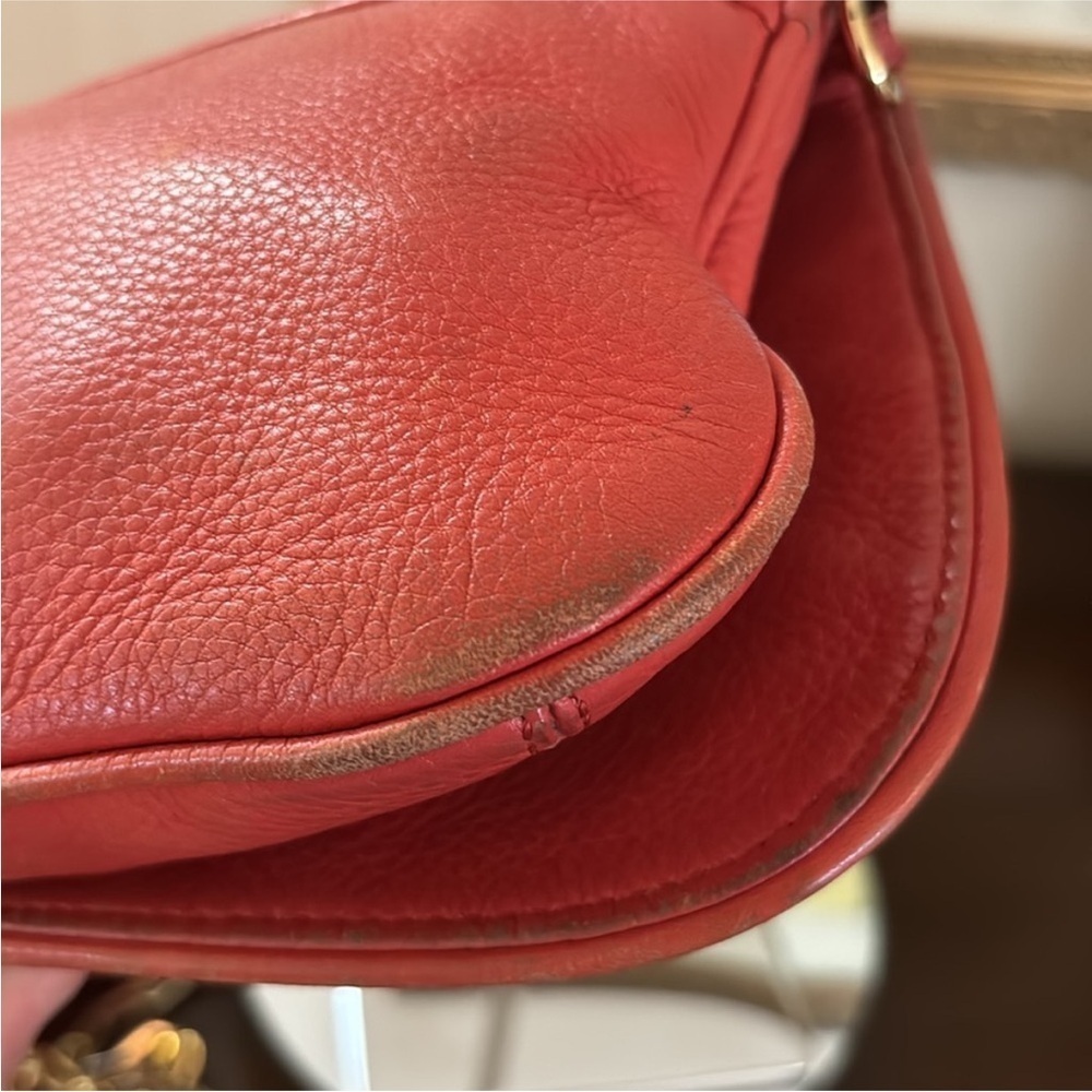 Tory Burch | Orange Amanda Leather Detachable Chain Crossbody Strap Clutch Bag - Picture 8 of 16